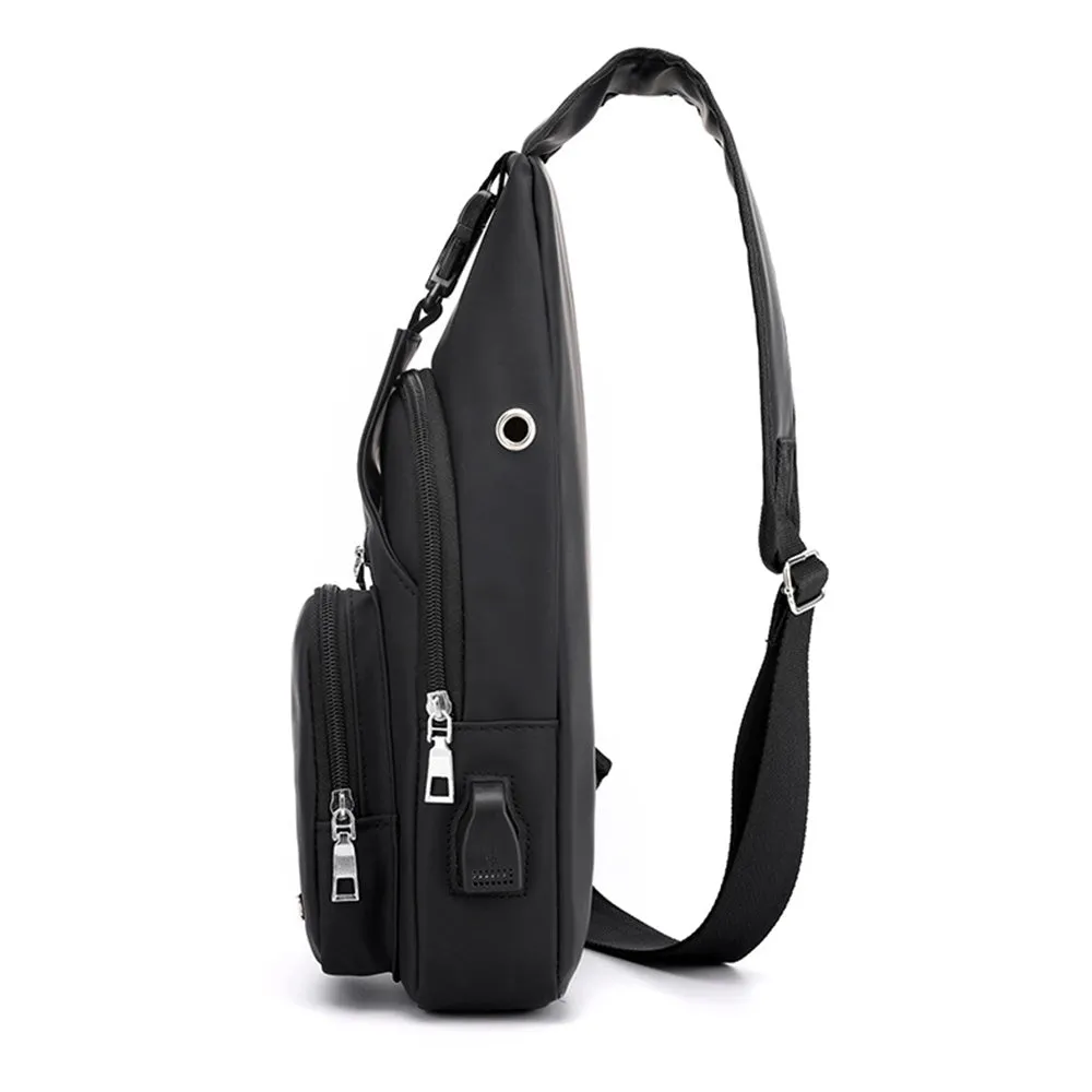Men Chest Bag Shoulder Backpack Cross Body Satchel Travel Sling   Bag Black