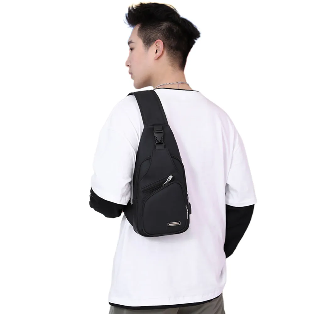 Men Chest Bag Shoulder Backpack Cross Body Satchel Travel Sling   Bag Black