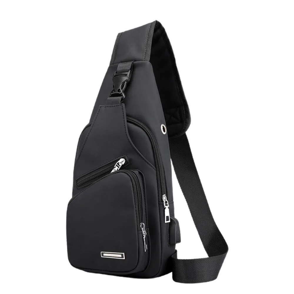 Men Chest Bag Shoulder Backpack Cross Body Satchel Travel Sling   Bag Black