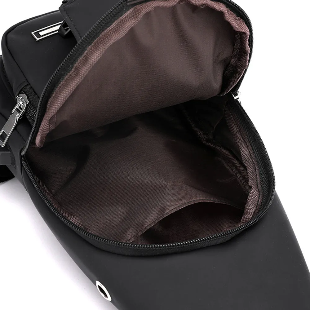 Men Chest Bag Shoulder Backpack Cross Body Satchel Travel Sling   Bag Black