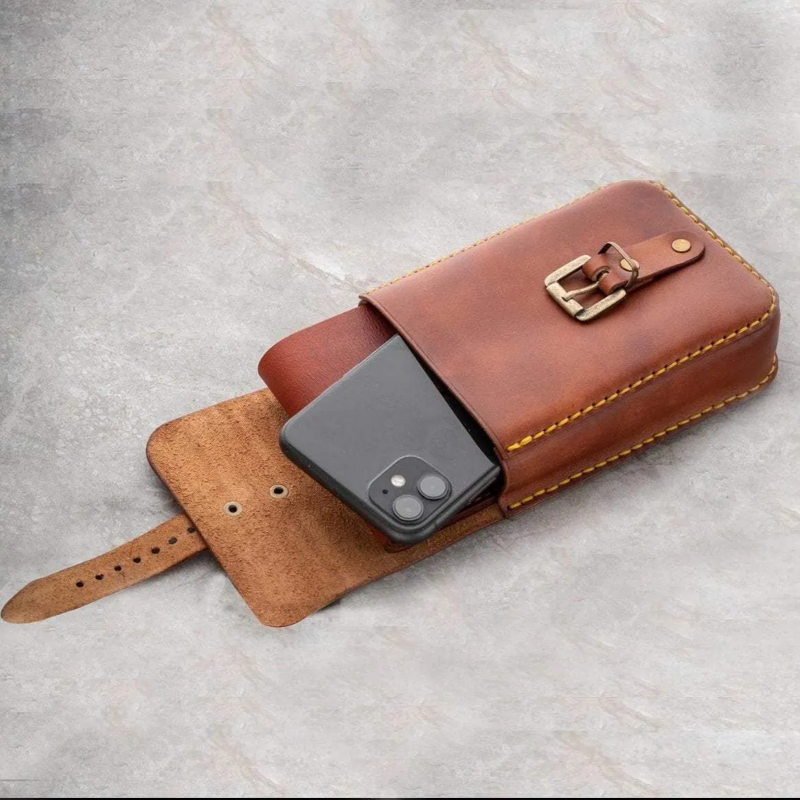 Men Leather Belt Pouch