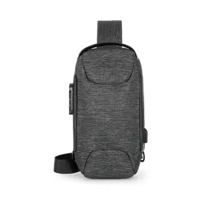 Men's Anti-theft Combination Lock Crossbody Bag with USB Port Dark Gray