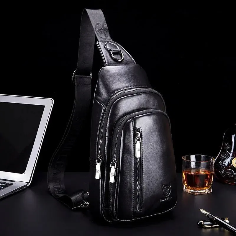 Men's Genuine Leather Chest Bag Fashion Leisure Multifunctional Crossbody Bag