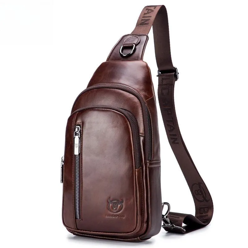 Men's Genuine Leather Chest Bag Fashion Leisure Multifunctional Crossbody Bag
