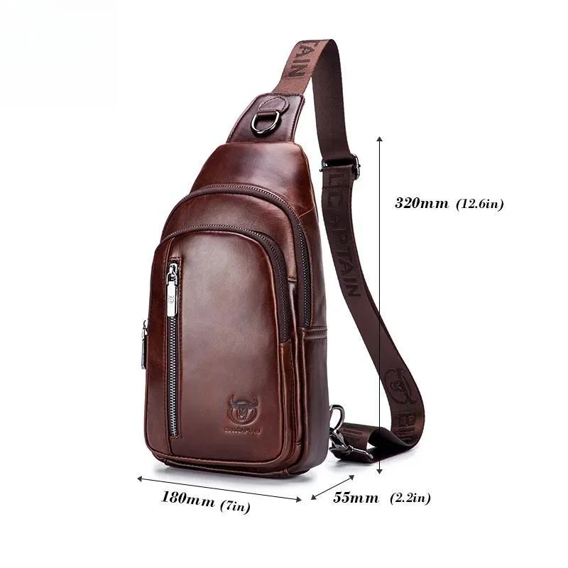 Men's Genuine Leather Chest Bag Fashion Leisure Multifunctional Crossbody Bag