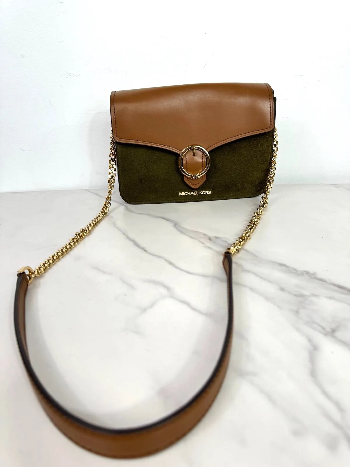 MICHAEL KORS WANDA LEATHER SUEDE CROSSBODY BAG
