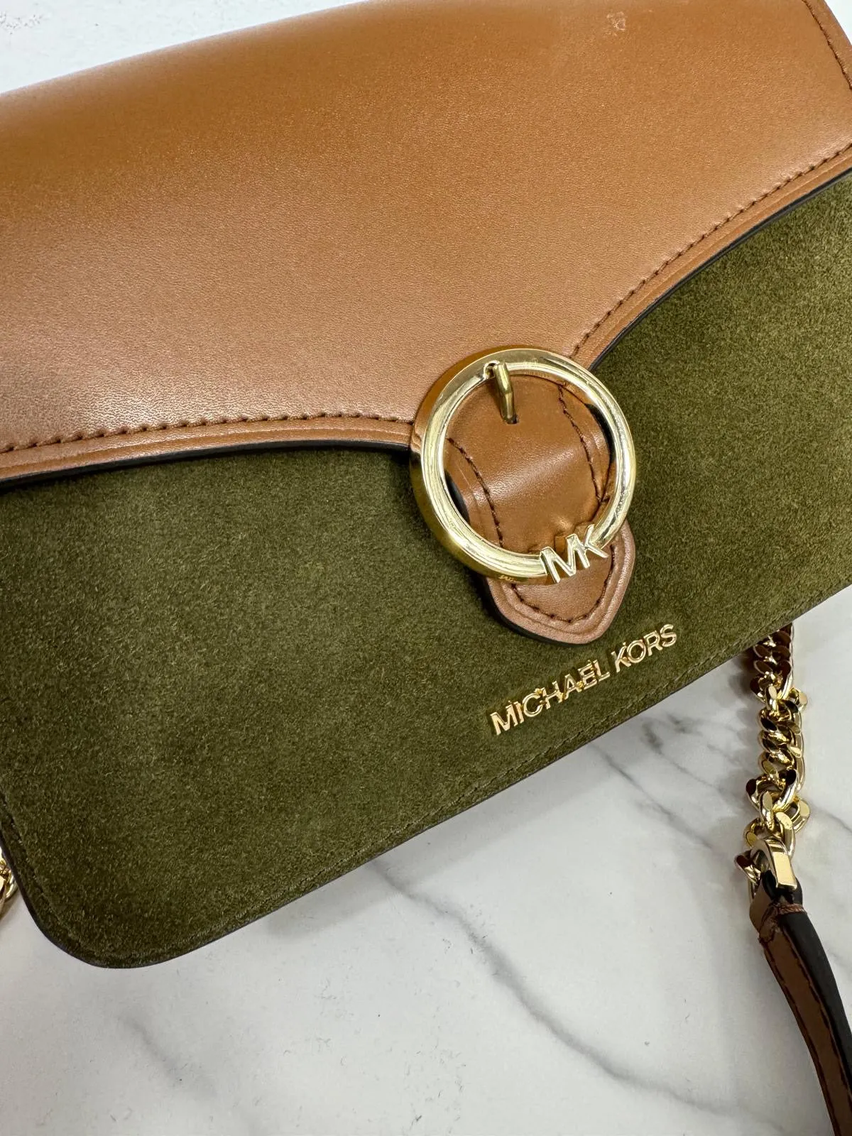 MICHAEL KORS WANDA LEATHER SUEDE CROSSBODY BAG