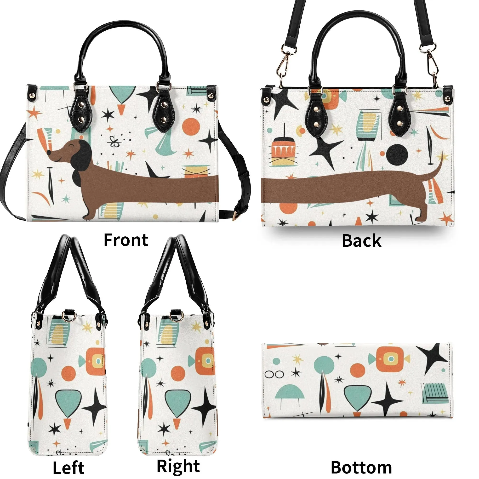 Mid Mox Doxie Lover, Kitschy Retro Trendy Atomic Handbag/Shoulder Bag