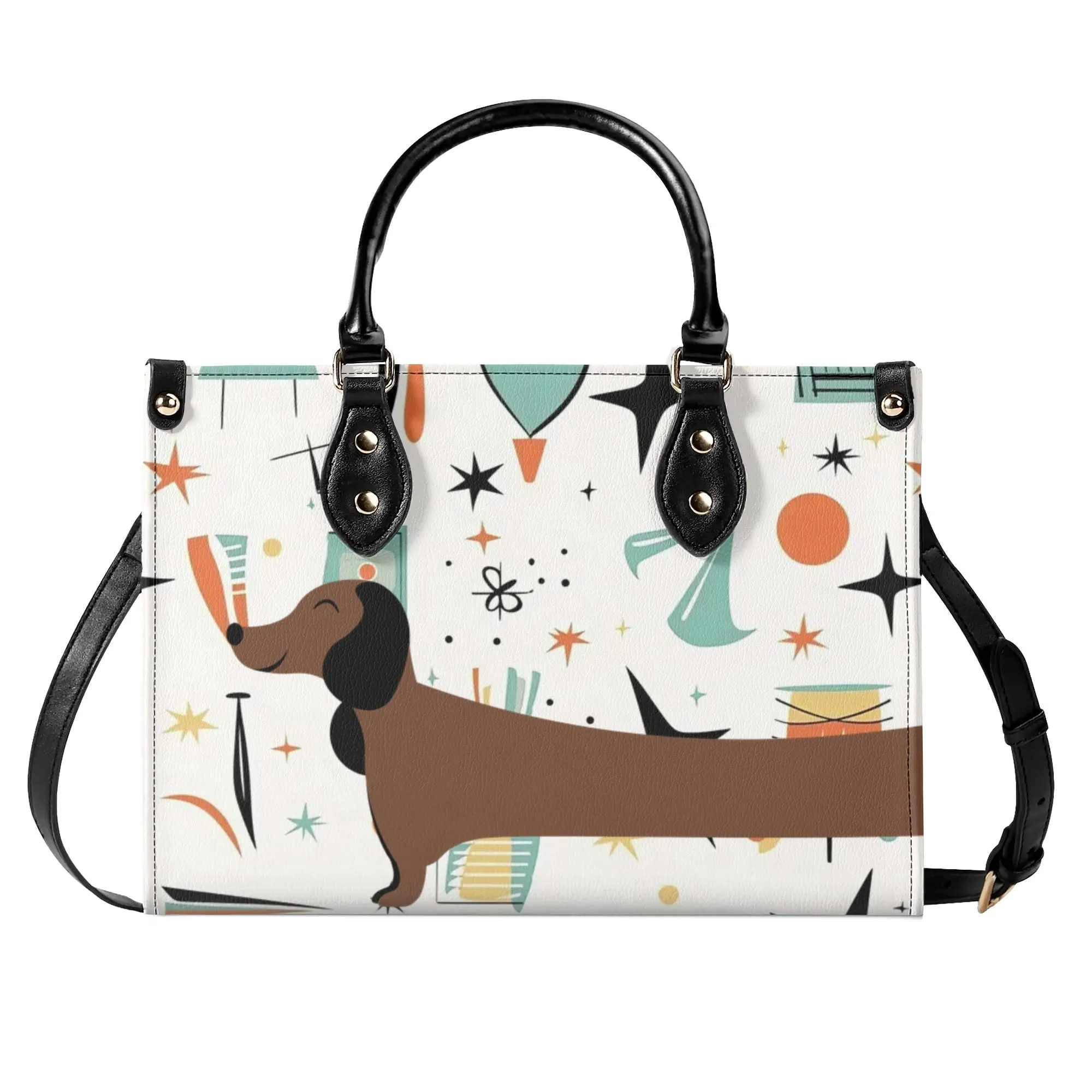 Mid Mox Doxie Lover, Kitschy Retro Trendy Atomic Handbag/Shoulder Bag
