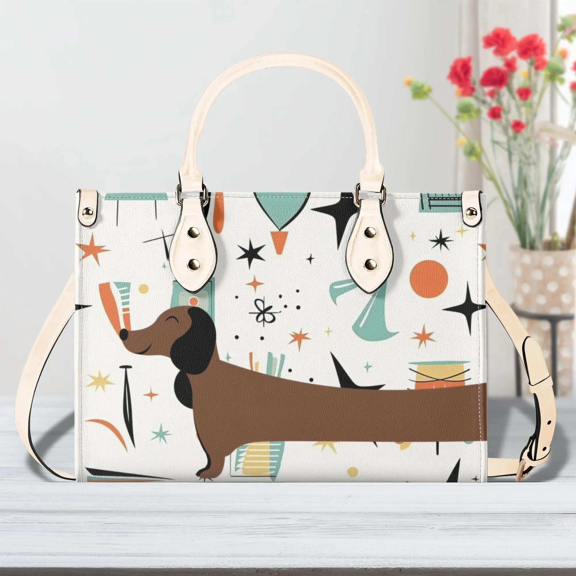 Mid Mox Doxie Lover, Kitschy Retro Trendy Atomic Handbag/Shoulder Bag