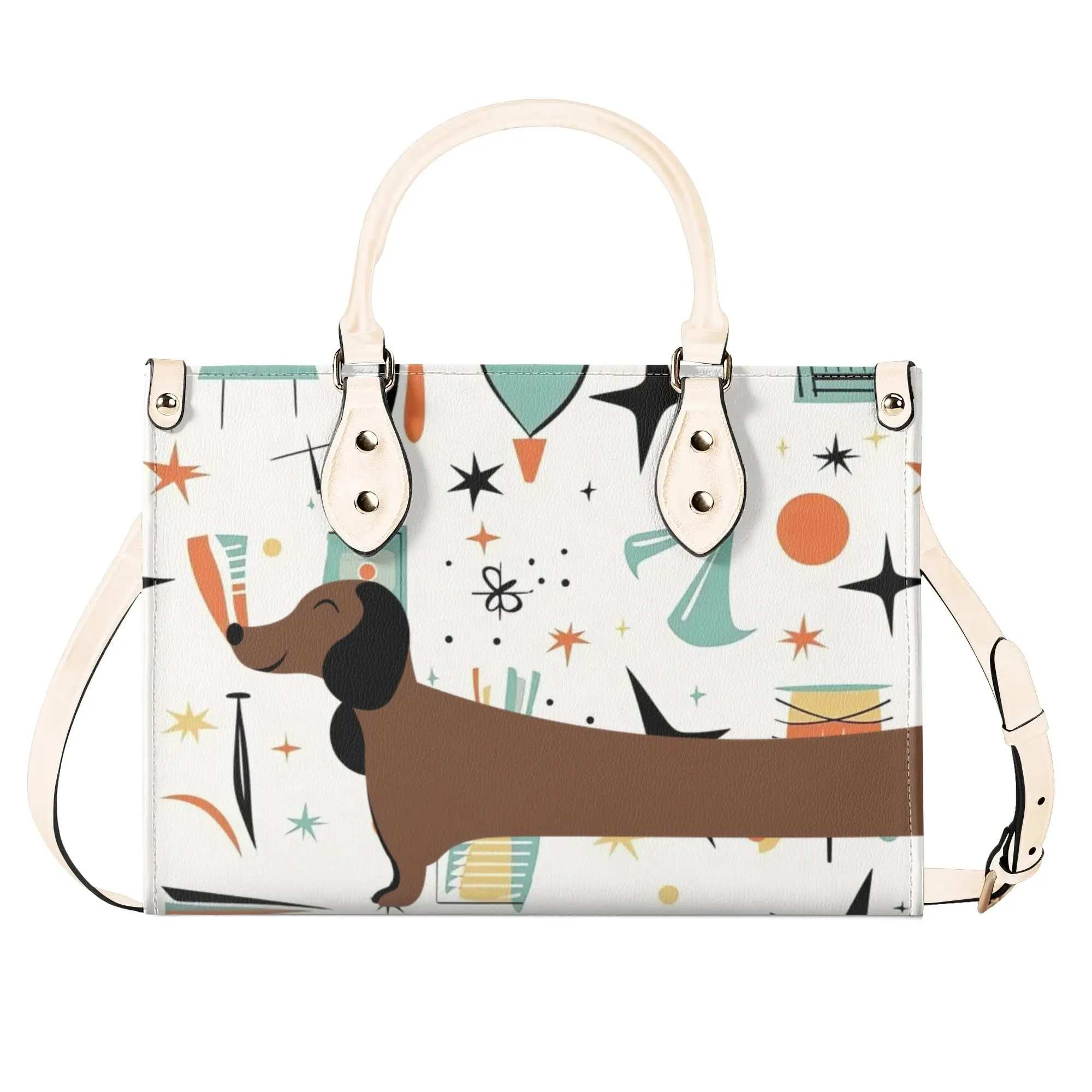 Mid Mox Doxie Lover, Kitschy Retro Trendy Atomic Handbag/Shoulder Bag