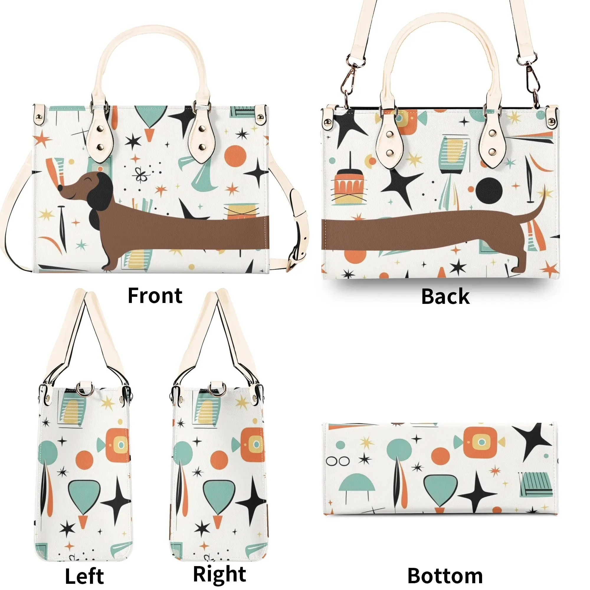 Mid Mox Doxie Lover, Kitschy Retro Trendy Atomic Handbag/Shoulder Bag