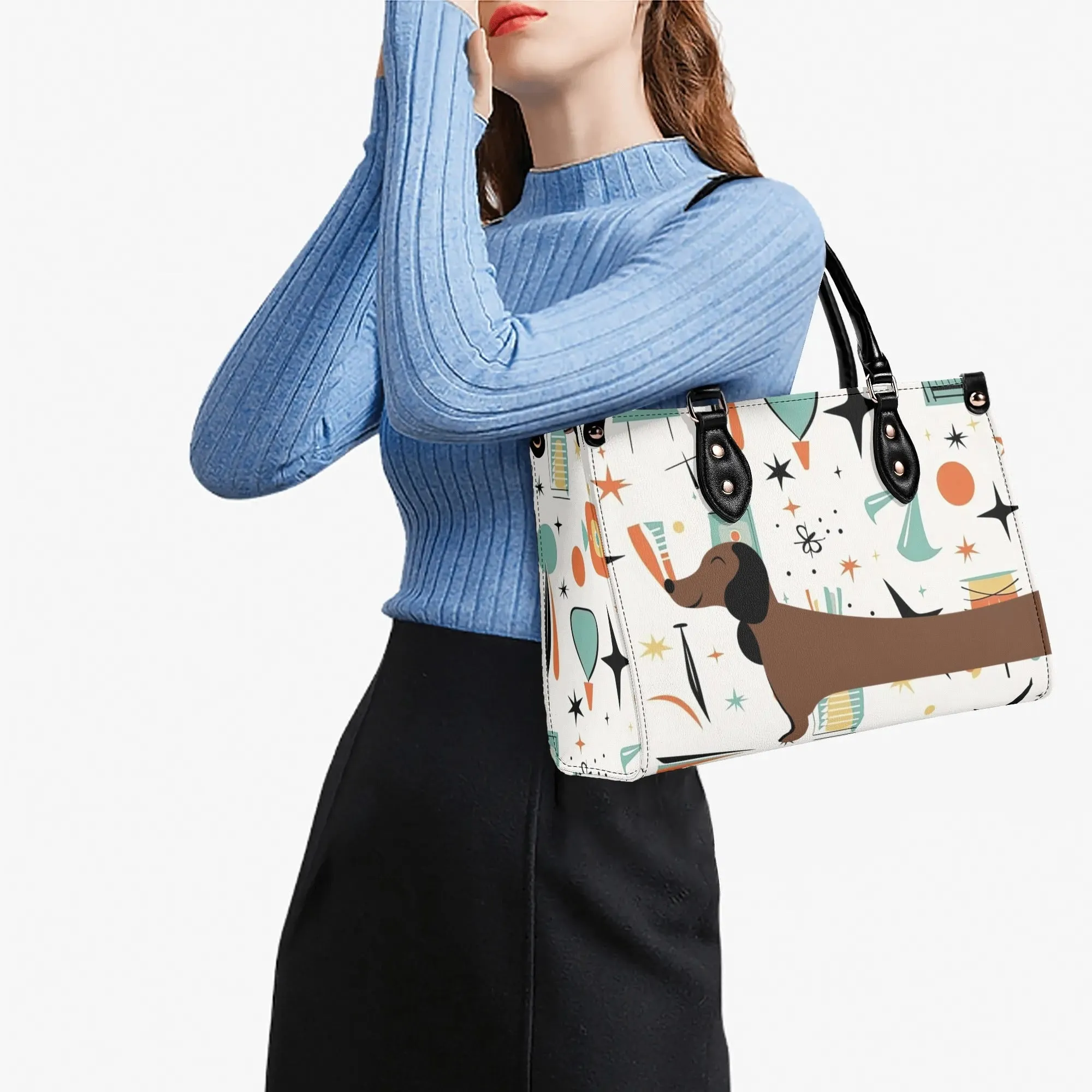 Mid Mox Doxie Lover, Kitschy Retro Trendy Atomic Handbag/Shoulder Bag