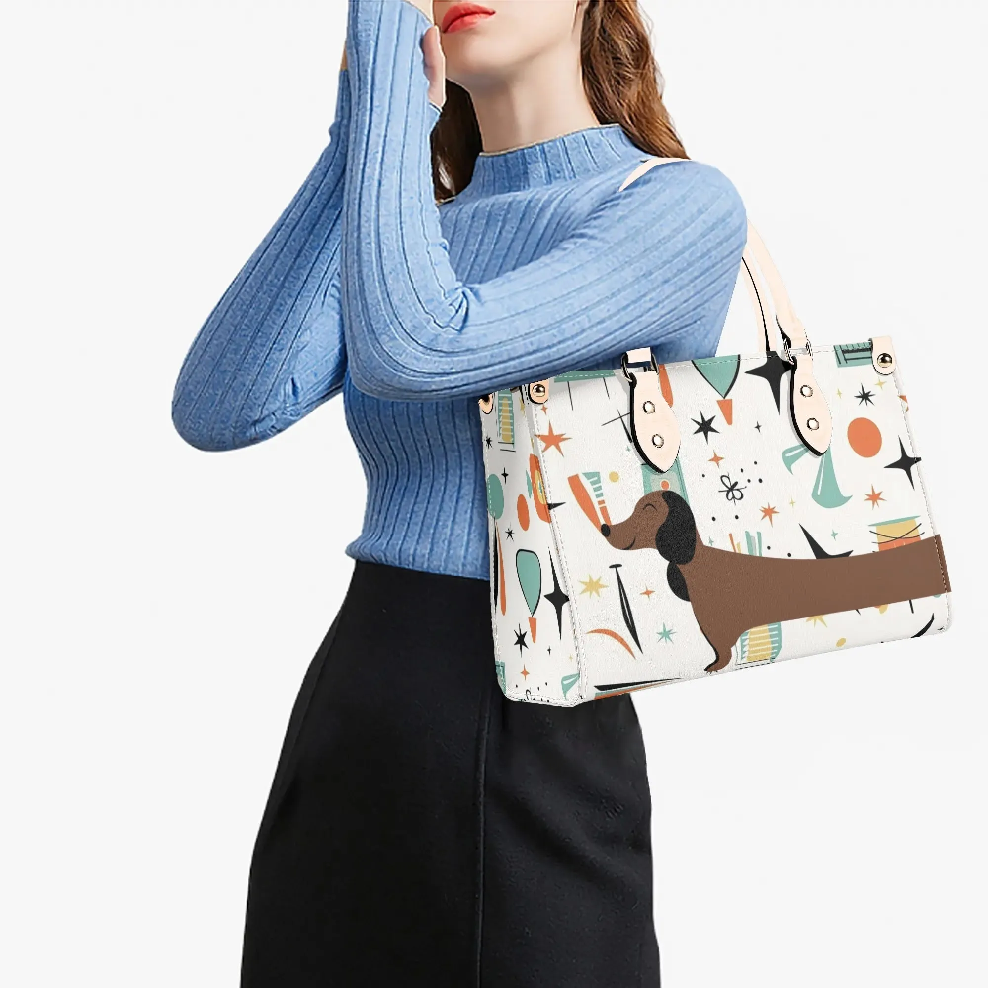 Mid Mox Doxie Lover, Kitschy Retro Trendy Atomic Handbag/Shoulder Bag