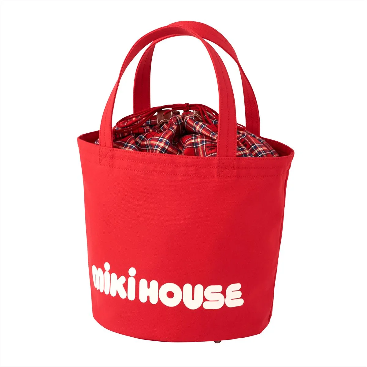 MIKI HOUSE Plaid Bucket-Style Logo Tote Bag