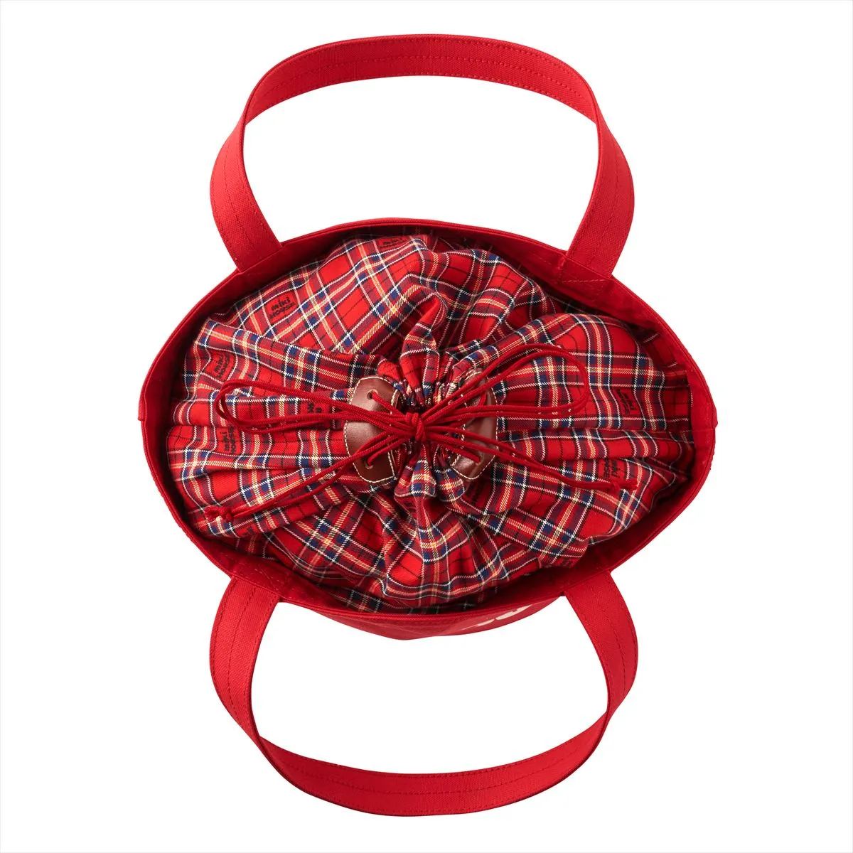 MIKI HOUSE Plaid Bucket-Style Logo Tote Bag