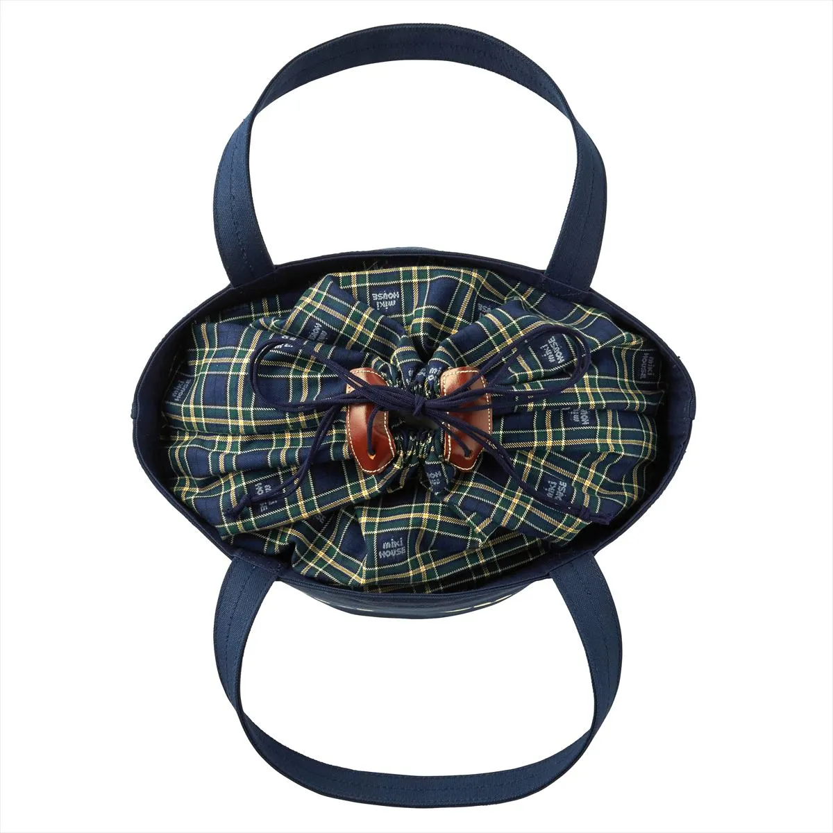 MIKI HOUSE Plaid Bucket-Style Logo Tote Bag