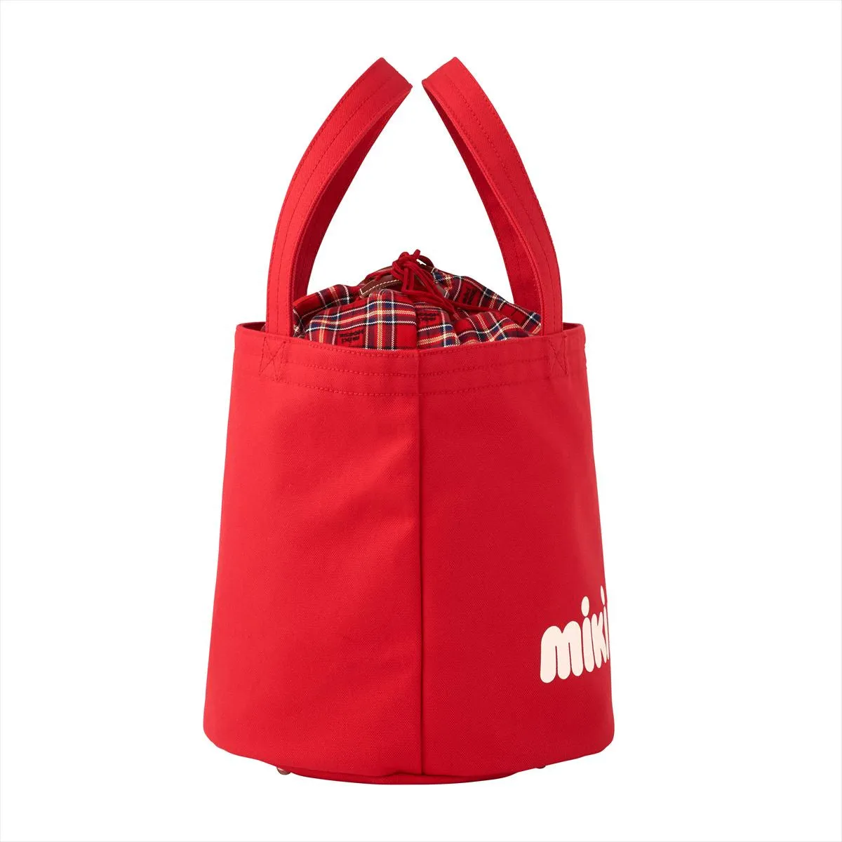 MIKI HOUSE Plaid Bucket-Style Logo Tote Bag