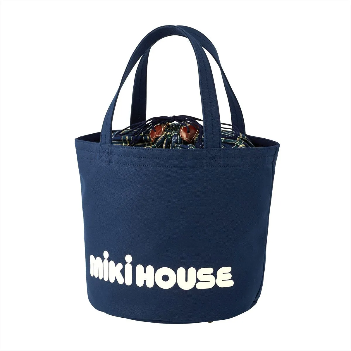 MIKI HOUSE Plaid Bucket-Style Logo Tote Bag