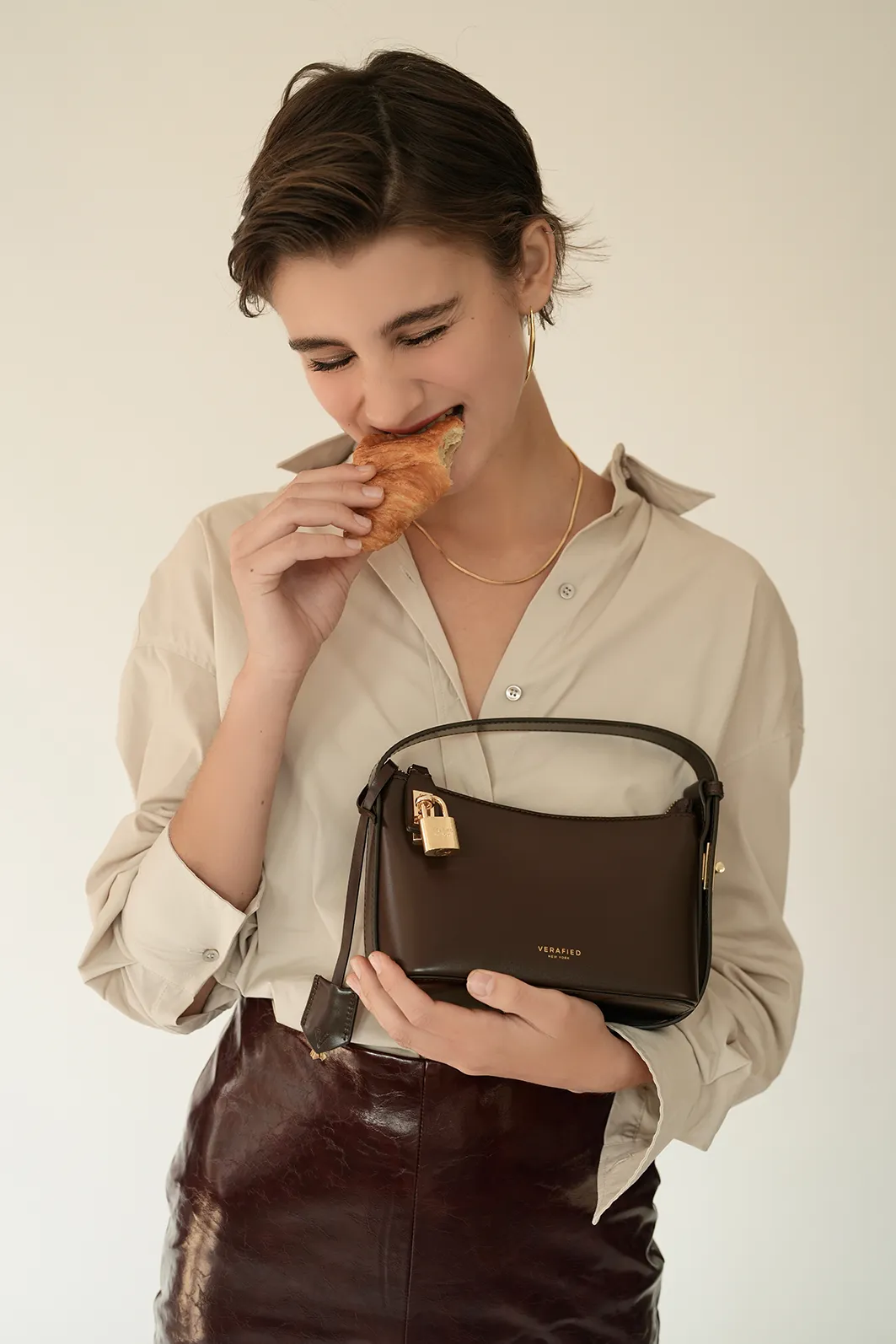 Mini Gold Chocolate Hobo Bag (Pre-Order Only. Will Ship Late Feb.)