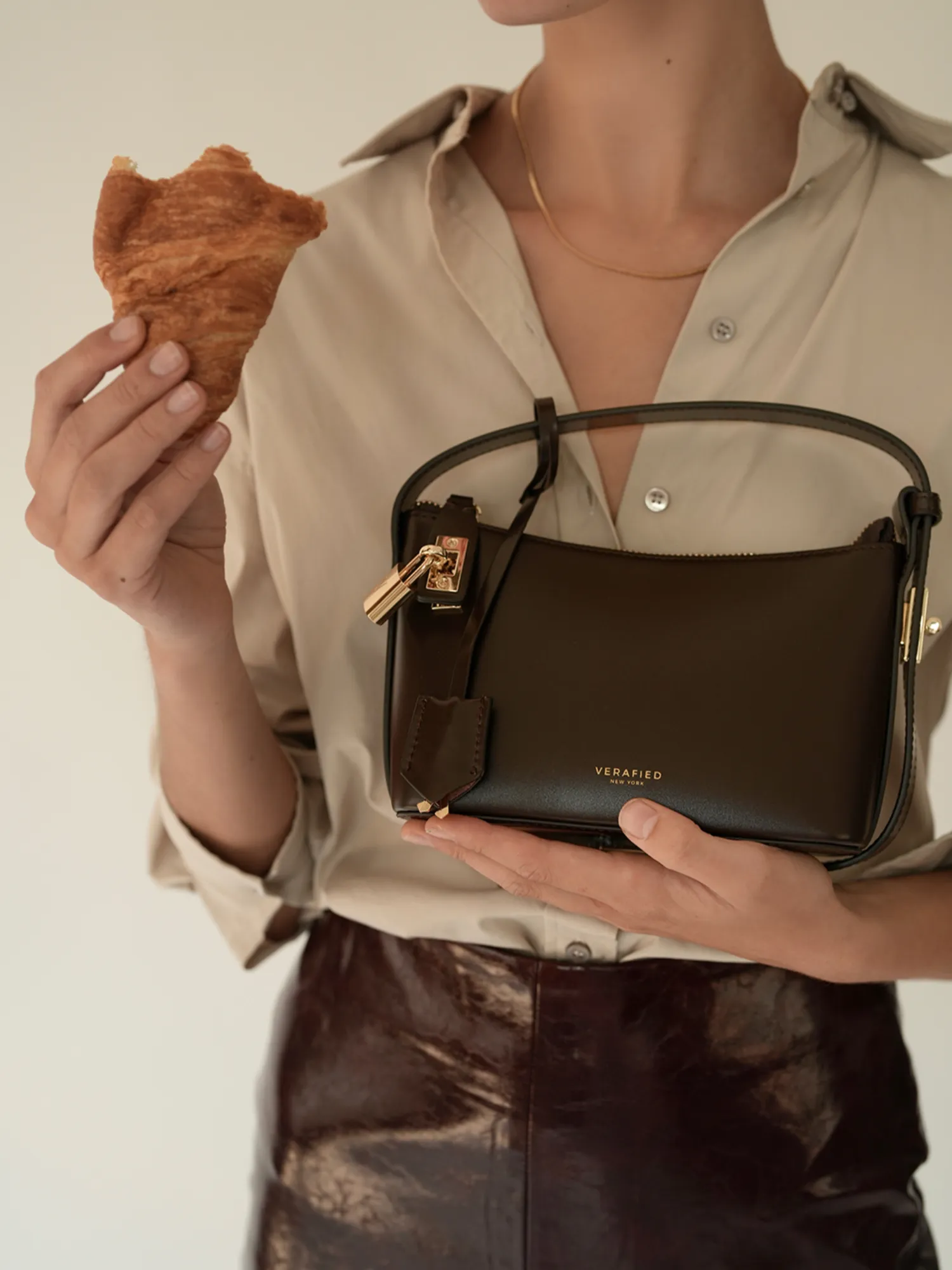 Mini Gold Chocolate Hobo Bag (Pre-Order Only. Will Ship Late Feb.)
