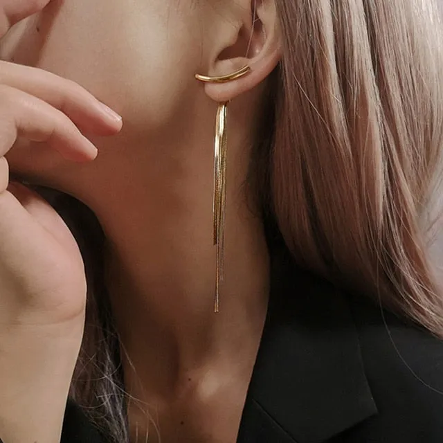 Minimalist Personality Ear Line Tassel Earrings