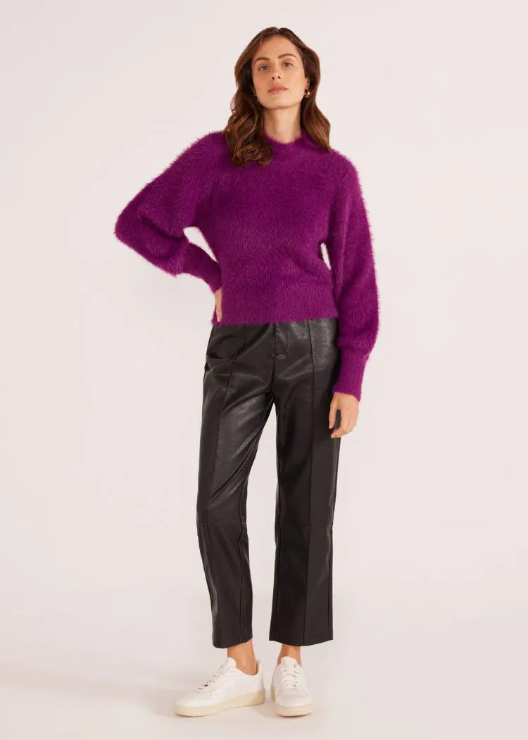MINKPINK Millie Fluffy Knit Jumper- Plum