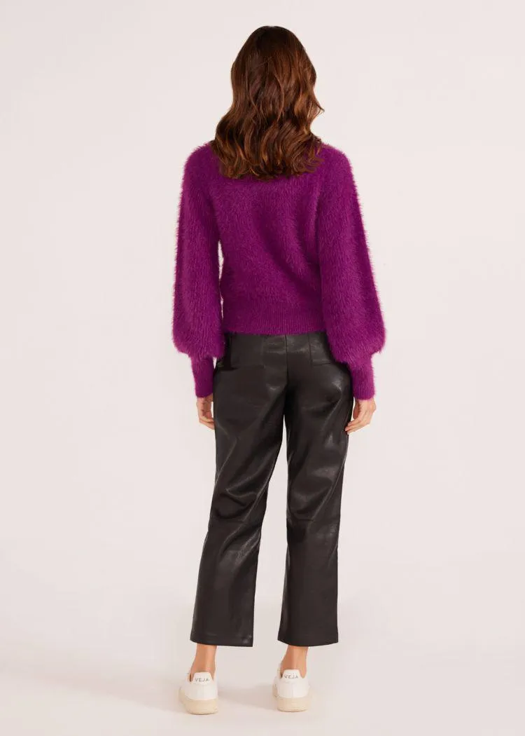 MINKPINK Millie Fluffy Knit Jumper- Plum