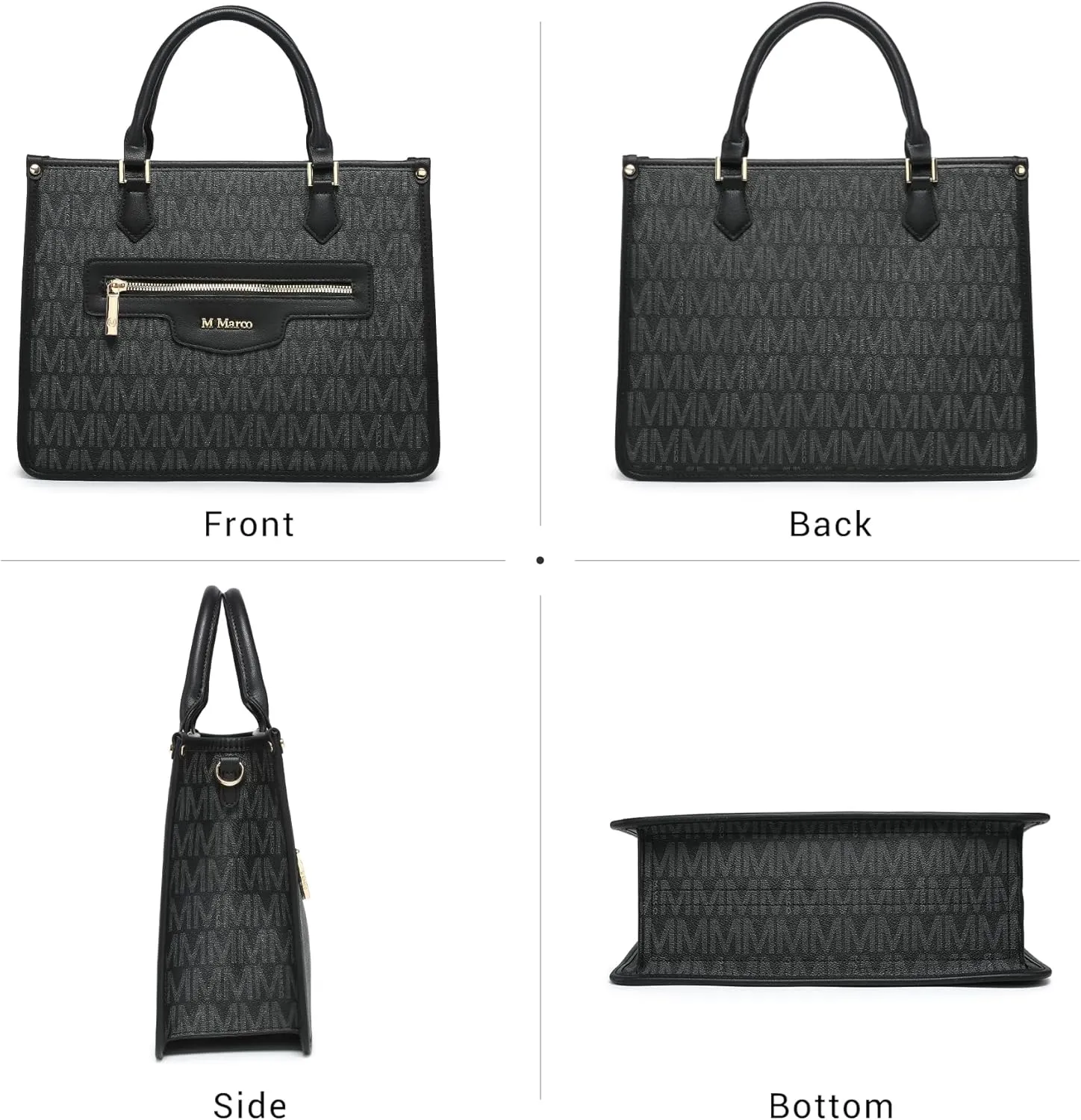 MKP Tote Bag for Women Medium Signature Monogram Satchel Handbags Purses Top Handle Shoulder Bags Wristlet Wallet Set 2pcs