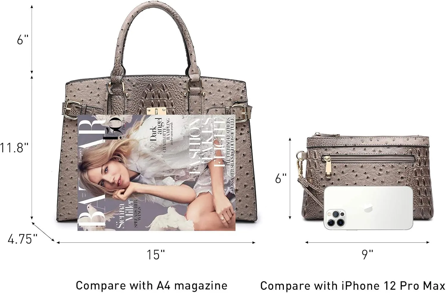MKP Women Fashion Satchel Handbags and Purses Ladies Top Handle Tote Work Shoulder Bags with Matching Wristlet Wallet
