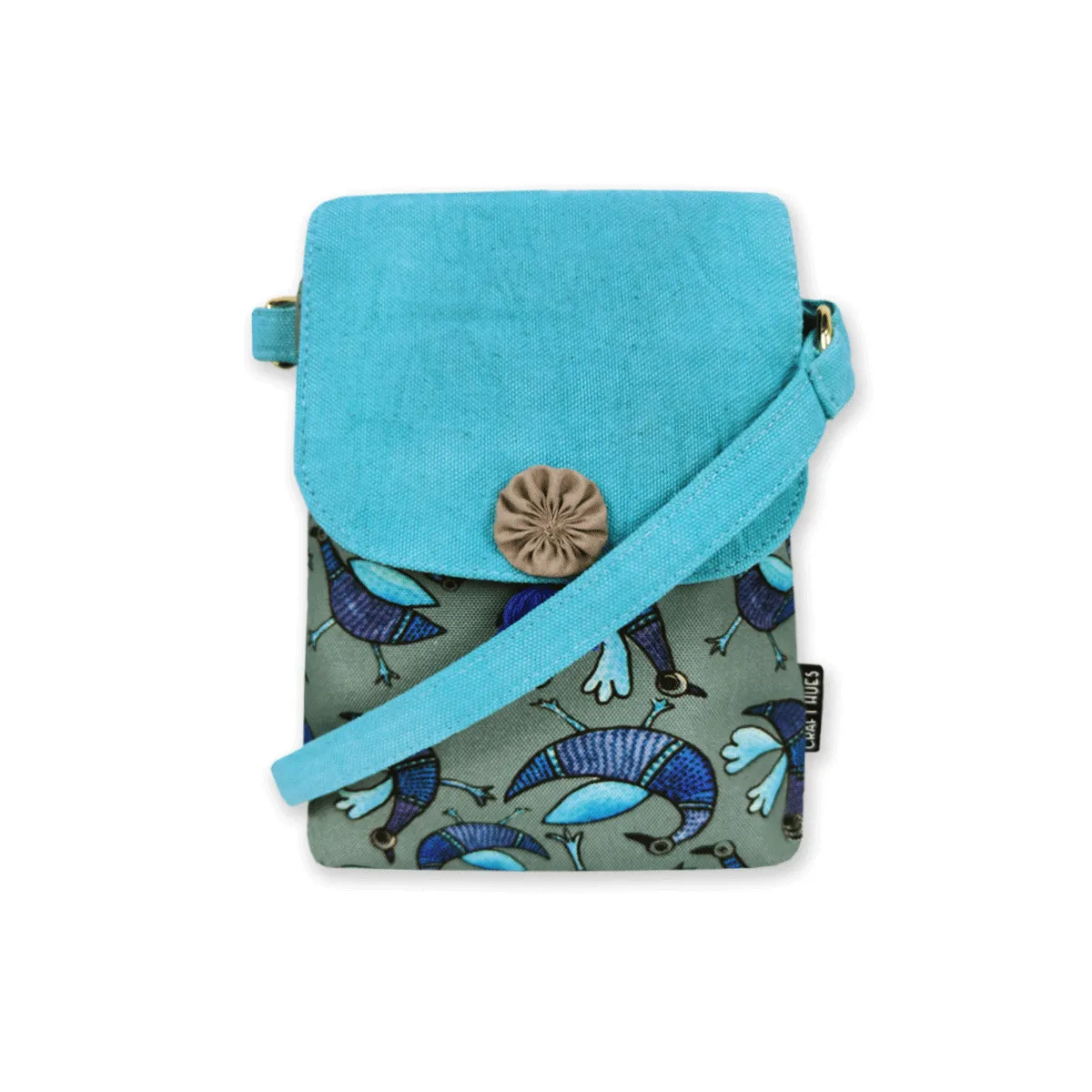 Mobile Sling Bag- Gond Blue Bird