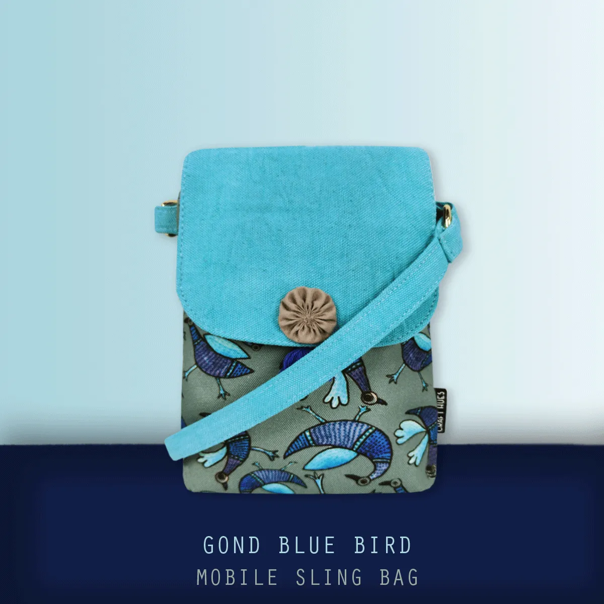 Mobile Sling Bag- Gond Blue Bird