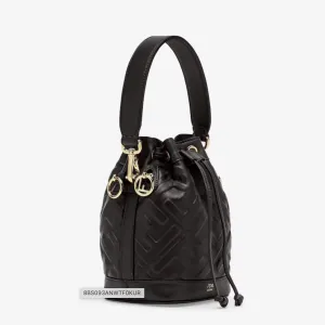 MON TRESOR LEATHER MINI BUCKET BAG WITH FF MOTIF - BLACK