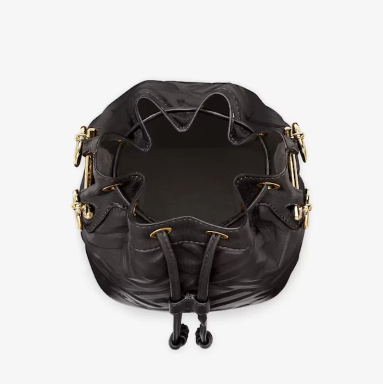 MON TRESOR LEATHER MINI BUCKET BAG WITH FF MOTIF - BLACK