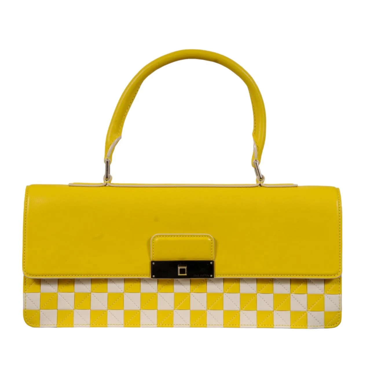 Mosaic Envelope Top Handle Bag Yellow White Damier Leather