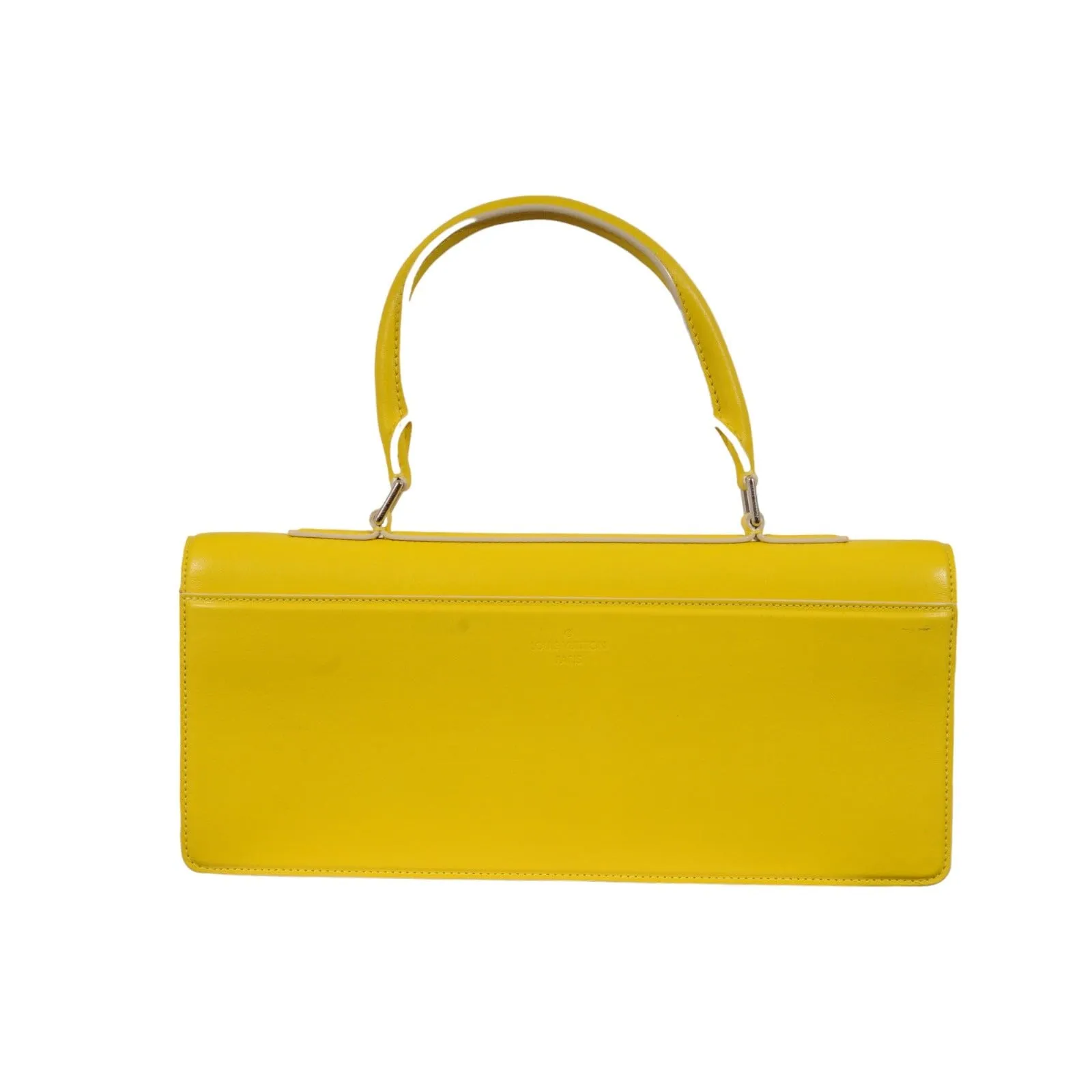 Mosaic Envelope Top Handle Bag Yellow White Damier Leather