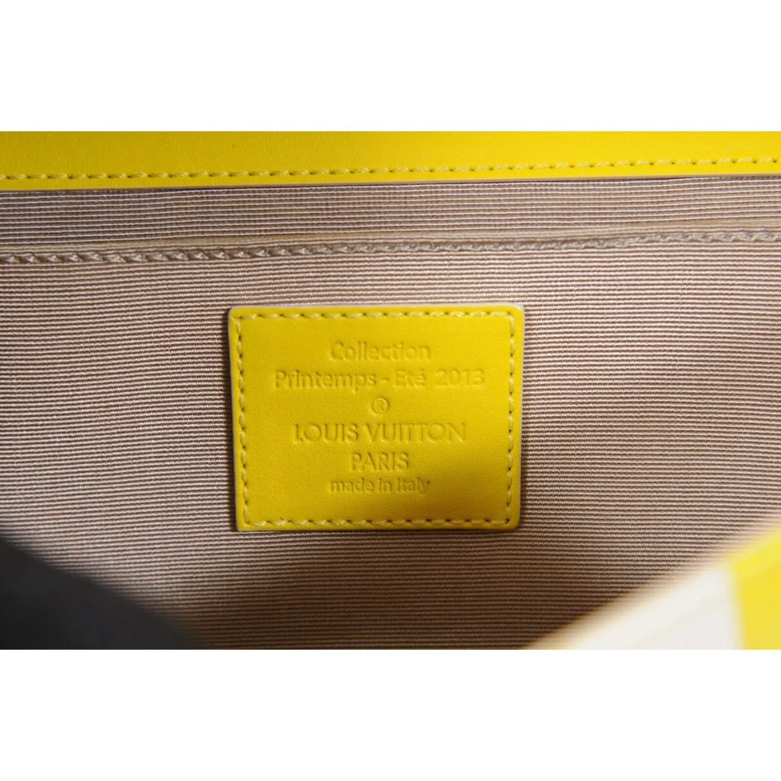 Mosaic Envelope Top Handle Bag Yellow White Damier Leather