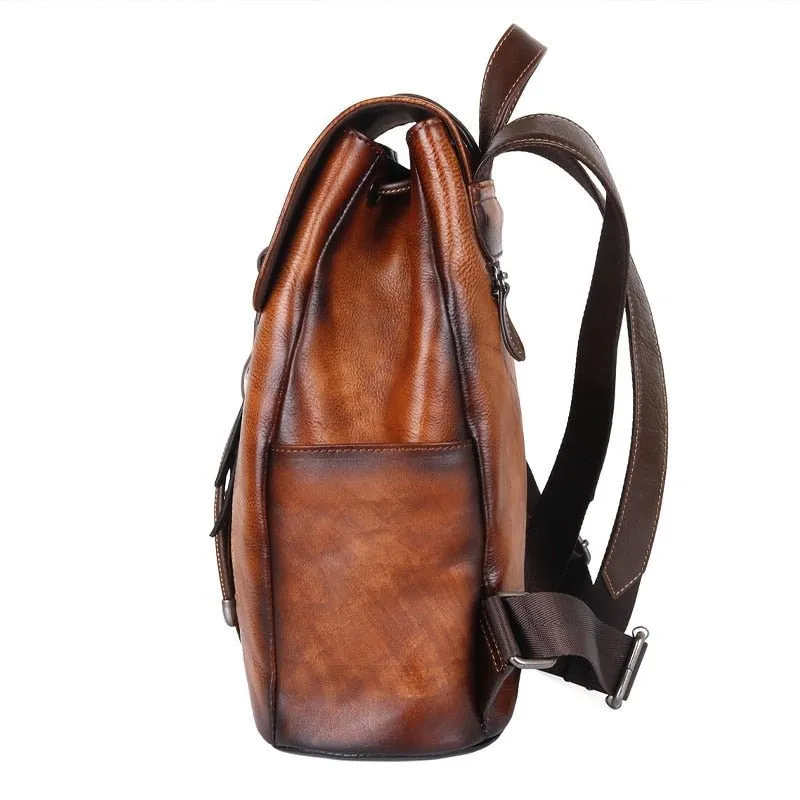 MOTAORA Leather Retro Large Capacity Vintage Backpack