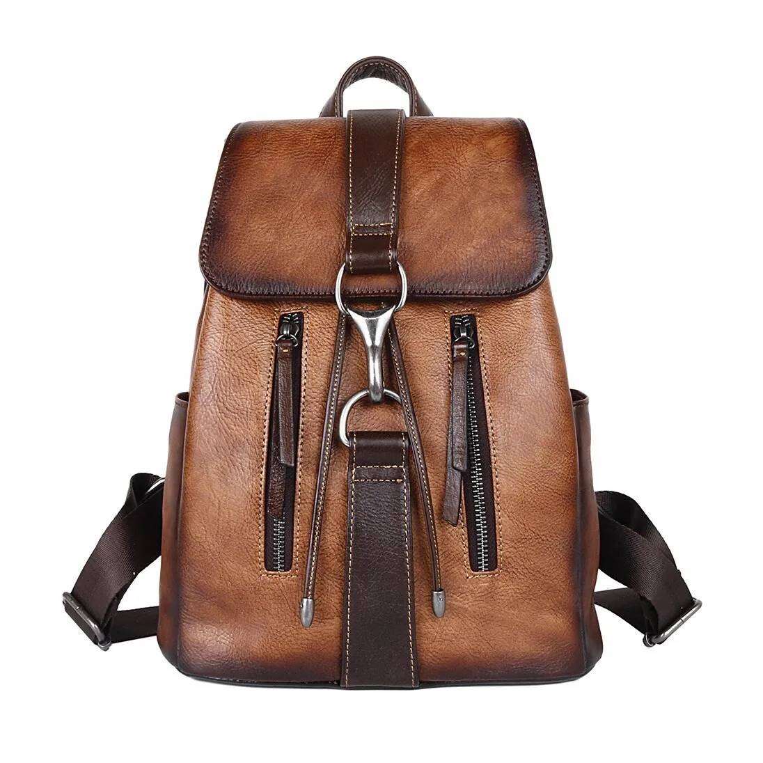 MOTAORA Leather Retro Large Capacity Vintage Backpack