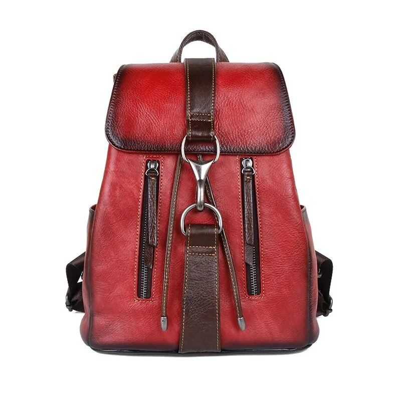 MOTAORA Leather Retro Large Capacity Vintage Backpack