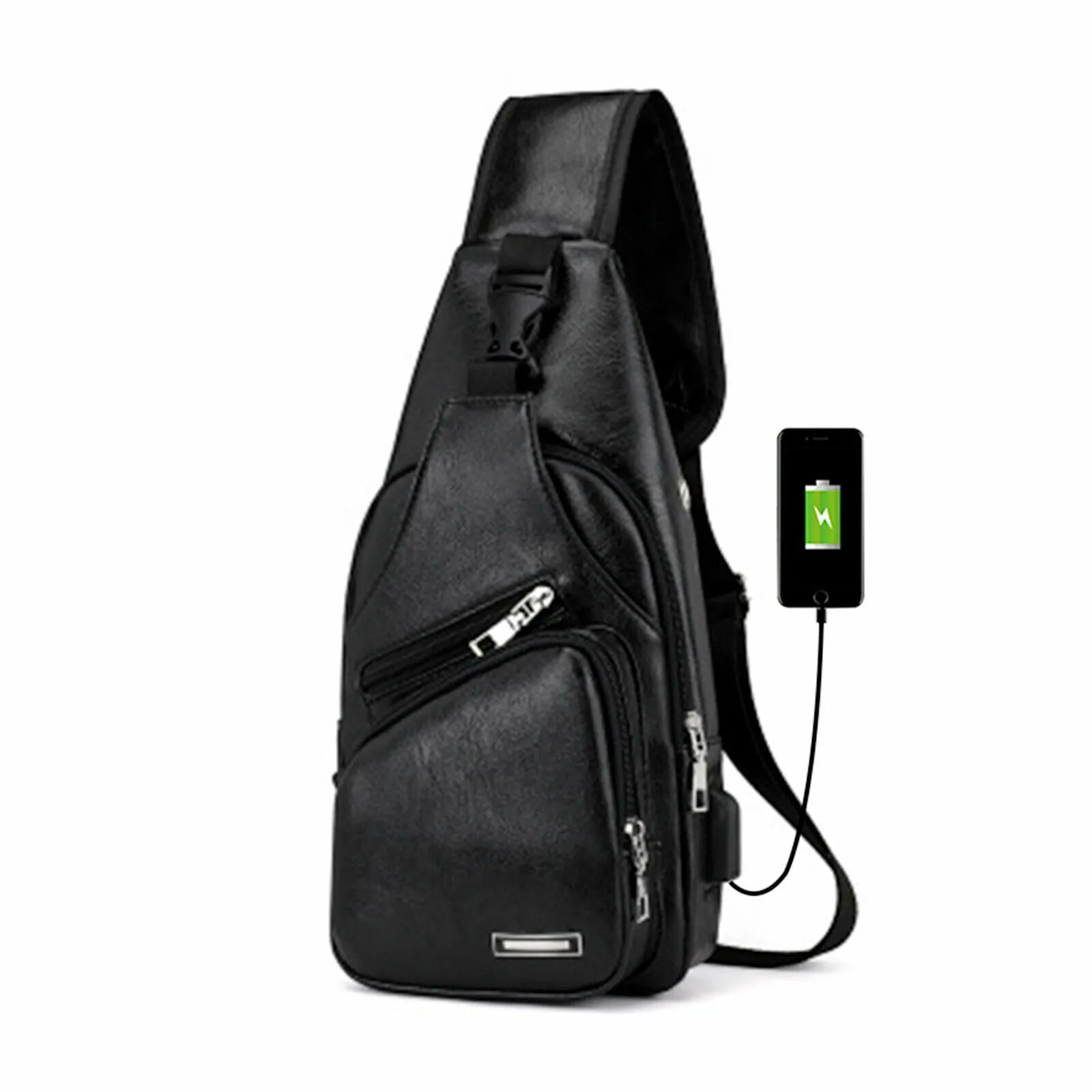 MROYALE™ Mini Sling Men's Leather USB Chest Crossbody Shoulder Day Bag