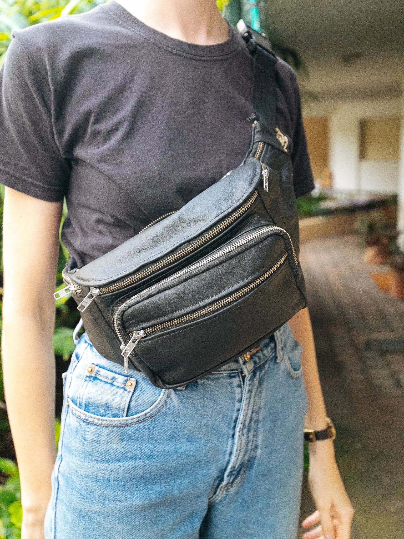 Multi-Pocket Belt Bum Bag - Cowhide