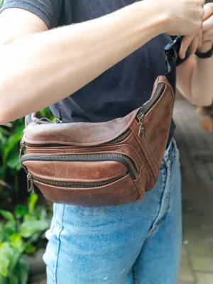 Multi-Pocket Belt Bum Bag - Cowhide
