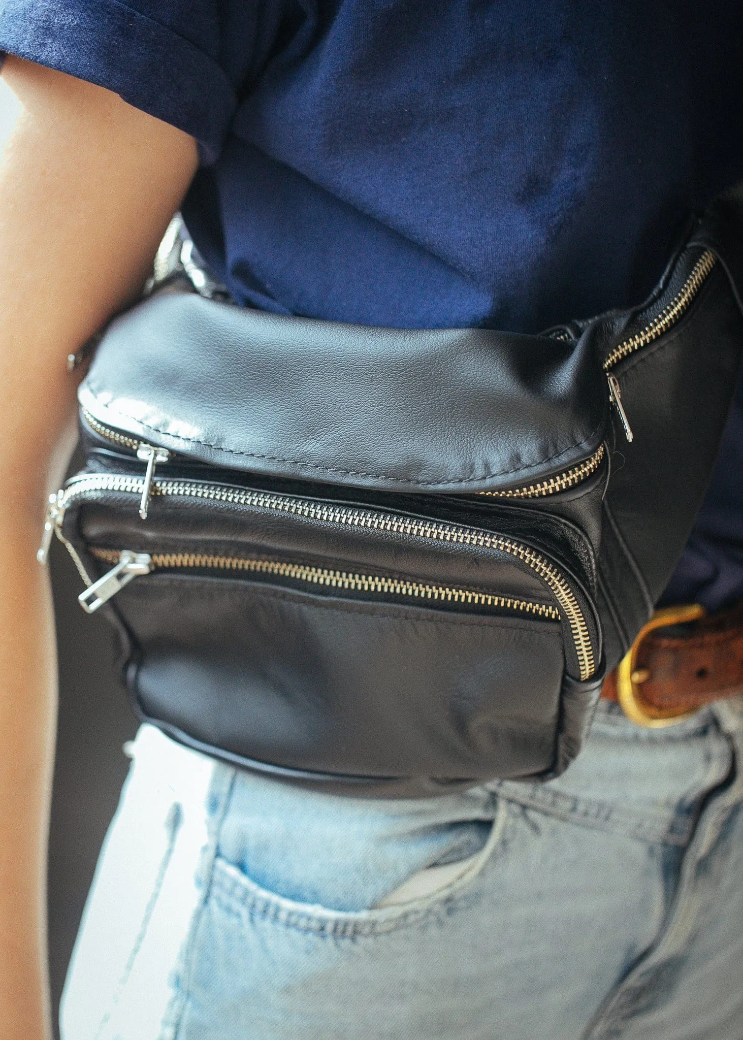 Multi-Pocket Belt Bum Bag - Cowhide
