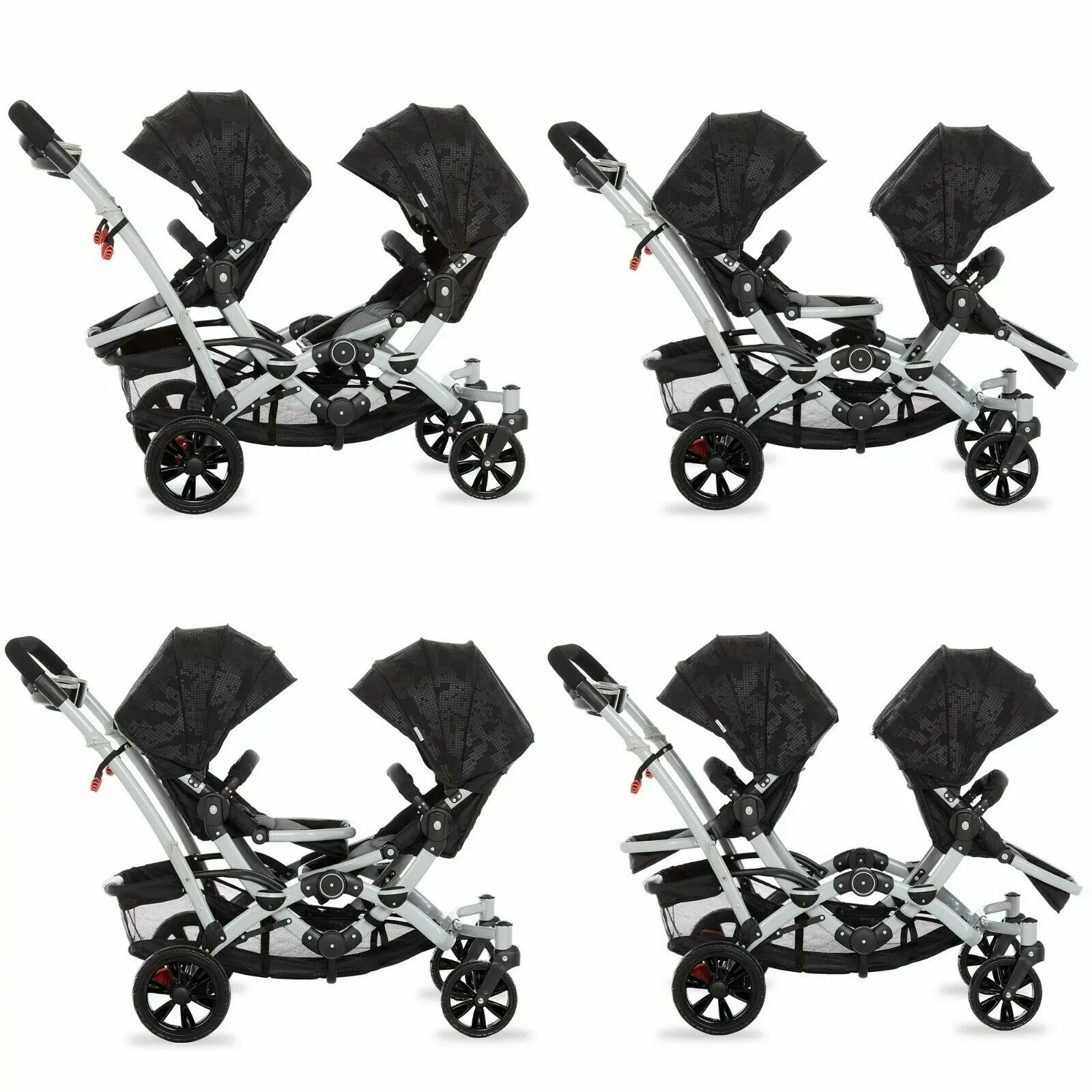 Multi-position Double Baby Stroller Lightweight Twin Toddler Foldable Travel
