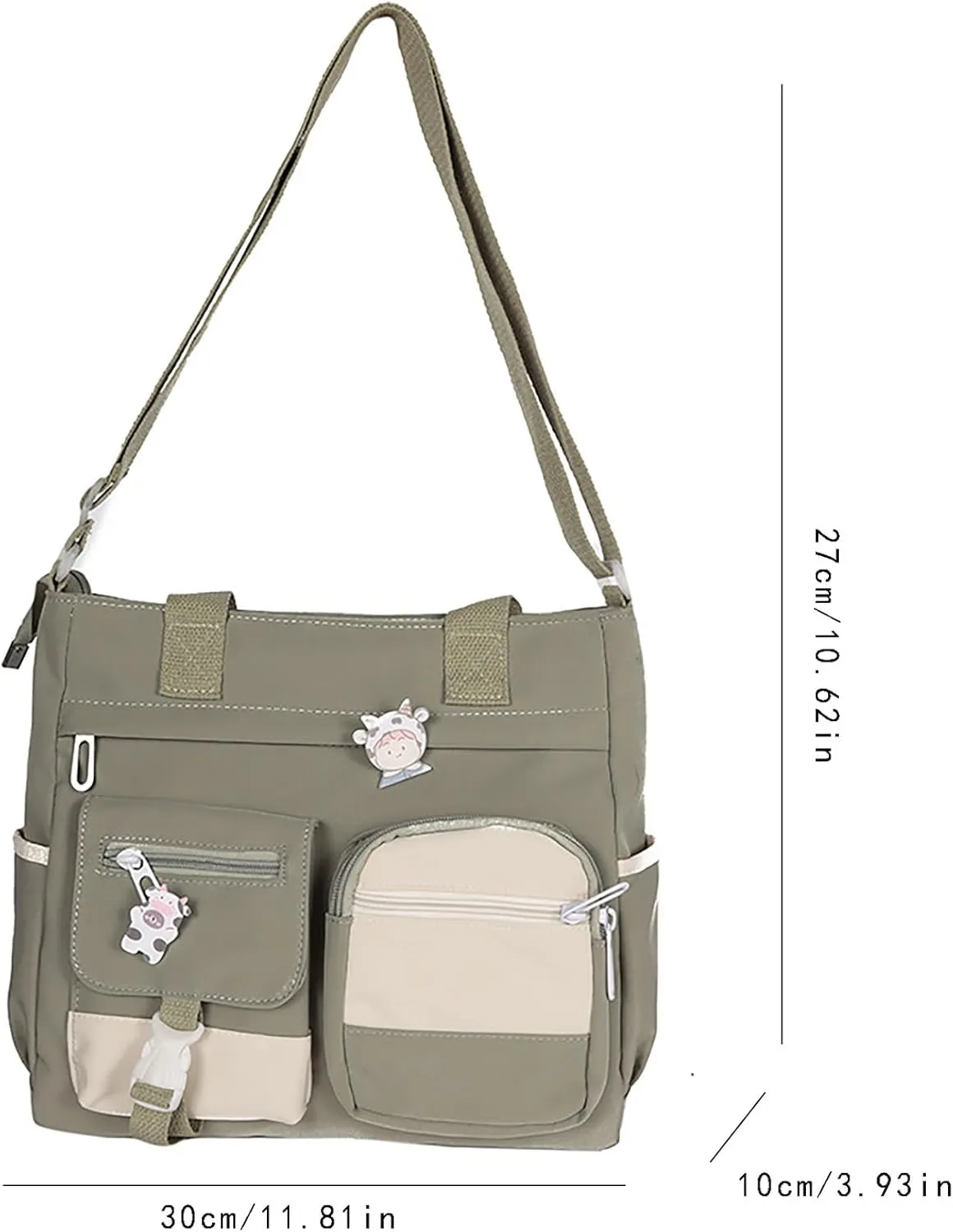 Multi Purpose Shoulder Bag Large Capacity Messenger Bag Student Girl CanvasBag Korean Fashion Casual (Black, One Size)