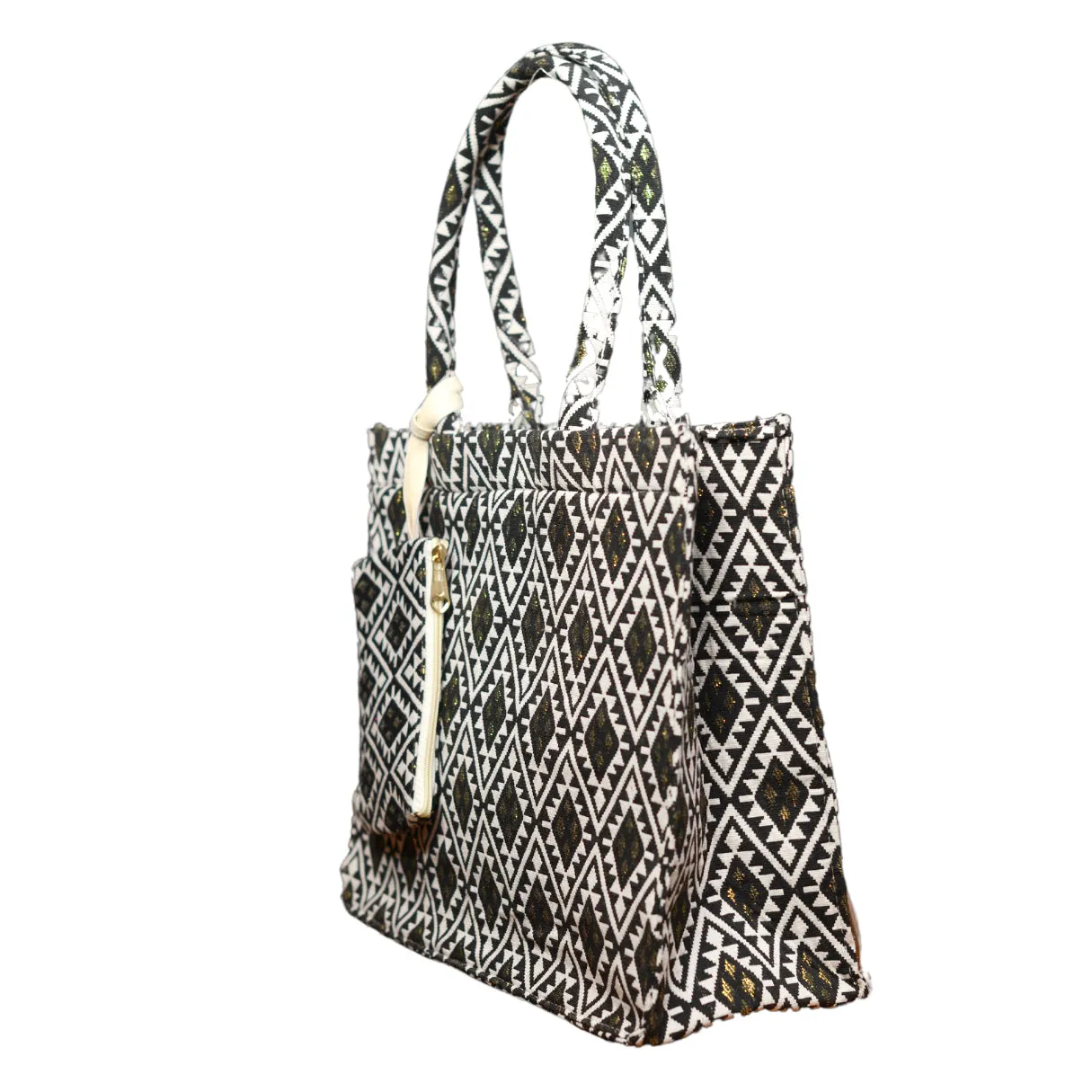 Multipattern Jacquard Box Style Tote bag