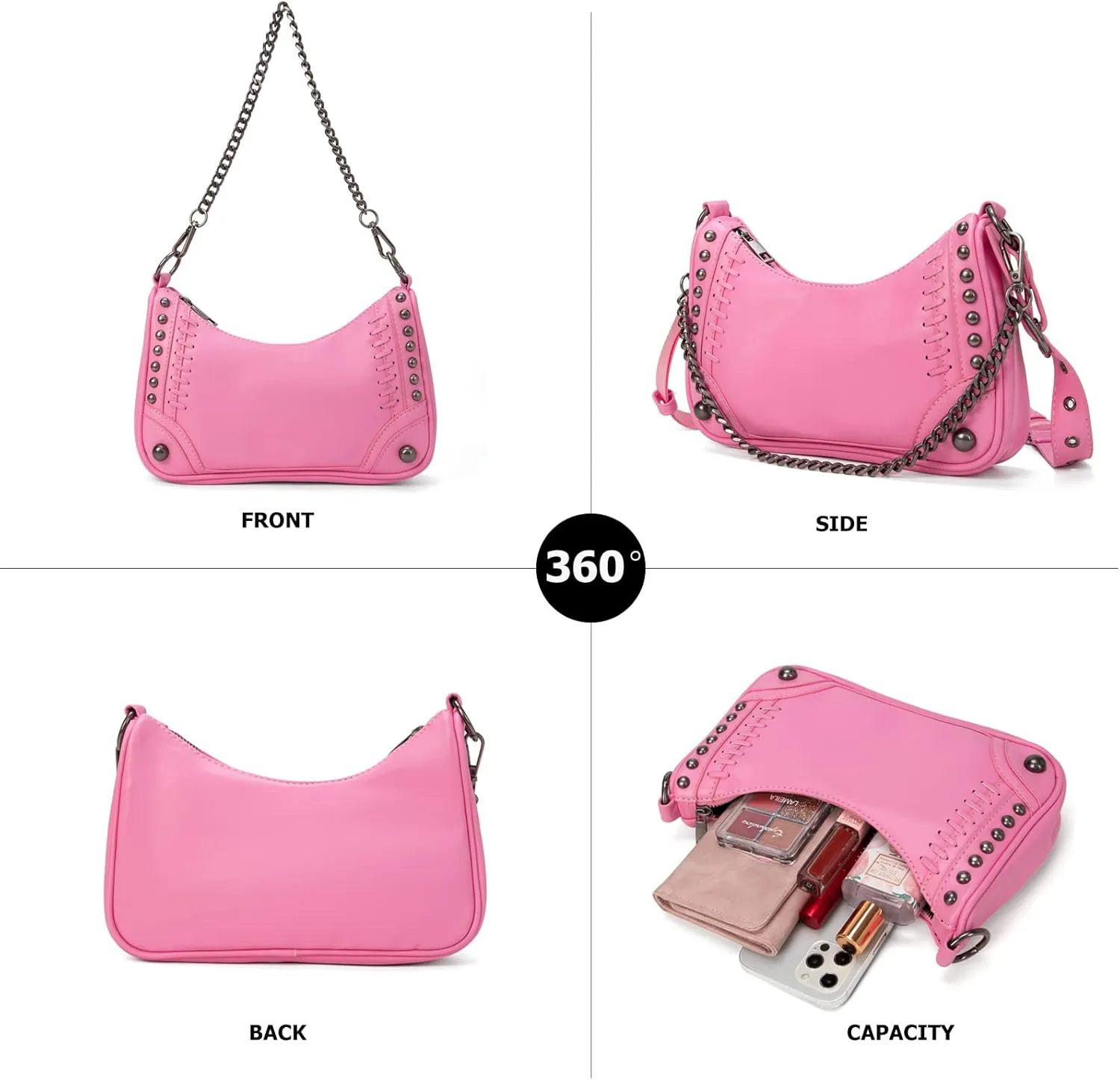 myfriday Crossbody Hobo Handbags for Women with Coin Purse Pouch, Soft Leather Designer Shoulder Bags - 2 Size Shoulder Strap