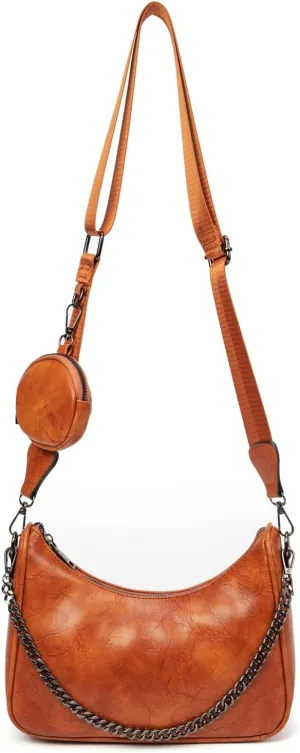 myfriday Crossbody Hobo Handbags for Women with Coin Purse Pouch, Soft Leather Designer Shoulder Bags - 2 Size Shoulder Strap