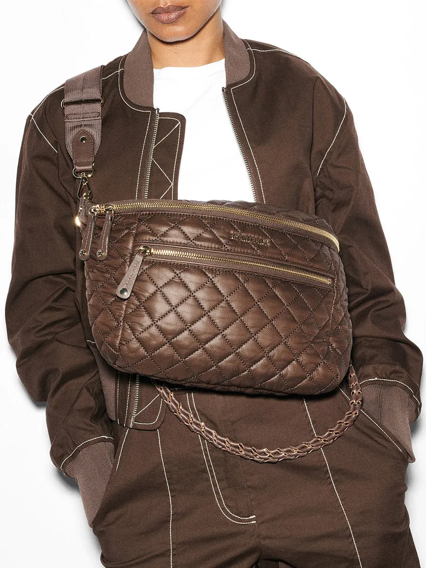 MZ Wallace Crosby Crossbody Sling Bag in Walnut Oxford